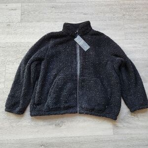 Sketchers Go Walk Go Snuggle Shine Sherpa Jacket Black Silver Sweater Womens 3xl